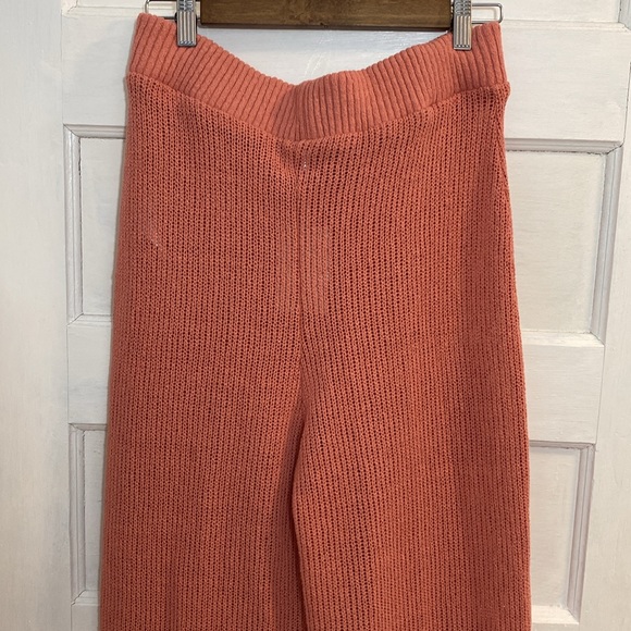 NWT Free People Summer Nights Wide Leg Sweater Knit Pants Rose Coral, Size M - Picture 8 of 15